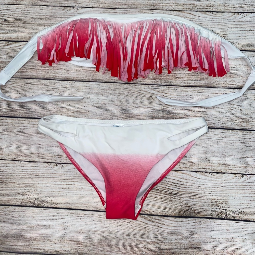 Tassel Bando Tie-dye bikini